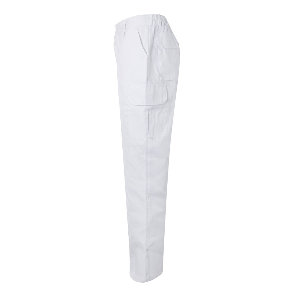 VL MABON promotional workwear garment in white (detail view) with custom logo branding