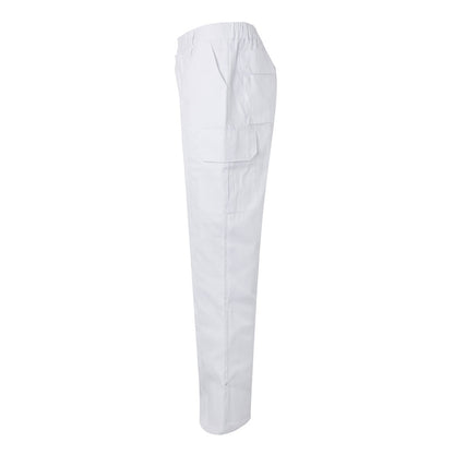 VL MABON promotional workwear garment in white (detail view) with custom logo branding