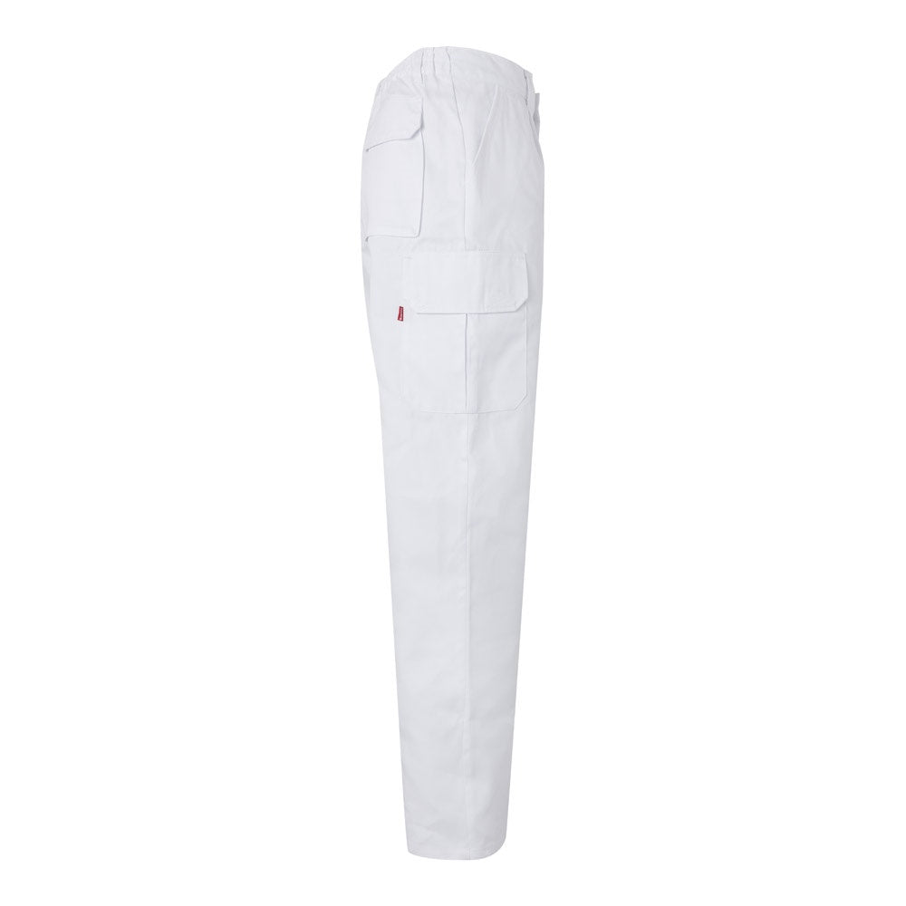 VL MABON promotional workwear garment in white (detail view) with custom logo branding
