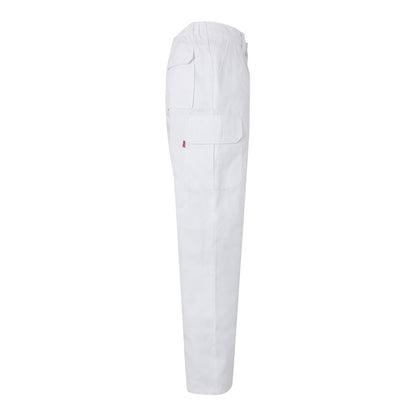 VL MABON promotional workwear garment in white (detail view) with custom logo branding
