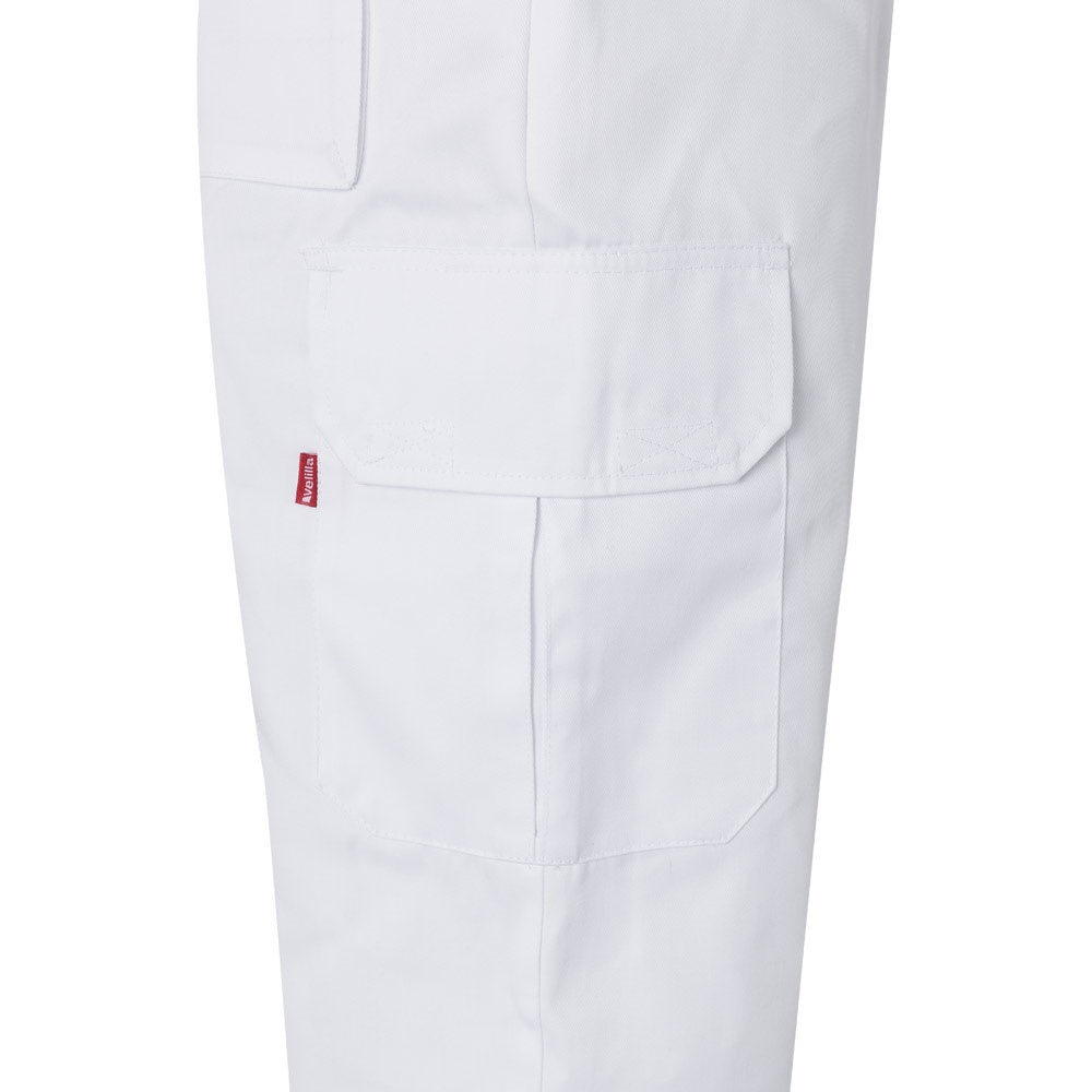 VL MABON promotional workwear garment in white (detail view) with custom logo branding