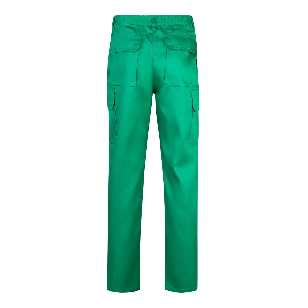 VL MABON promotional workwear garment in green (detail view) with custom logo branding