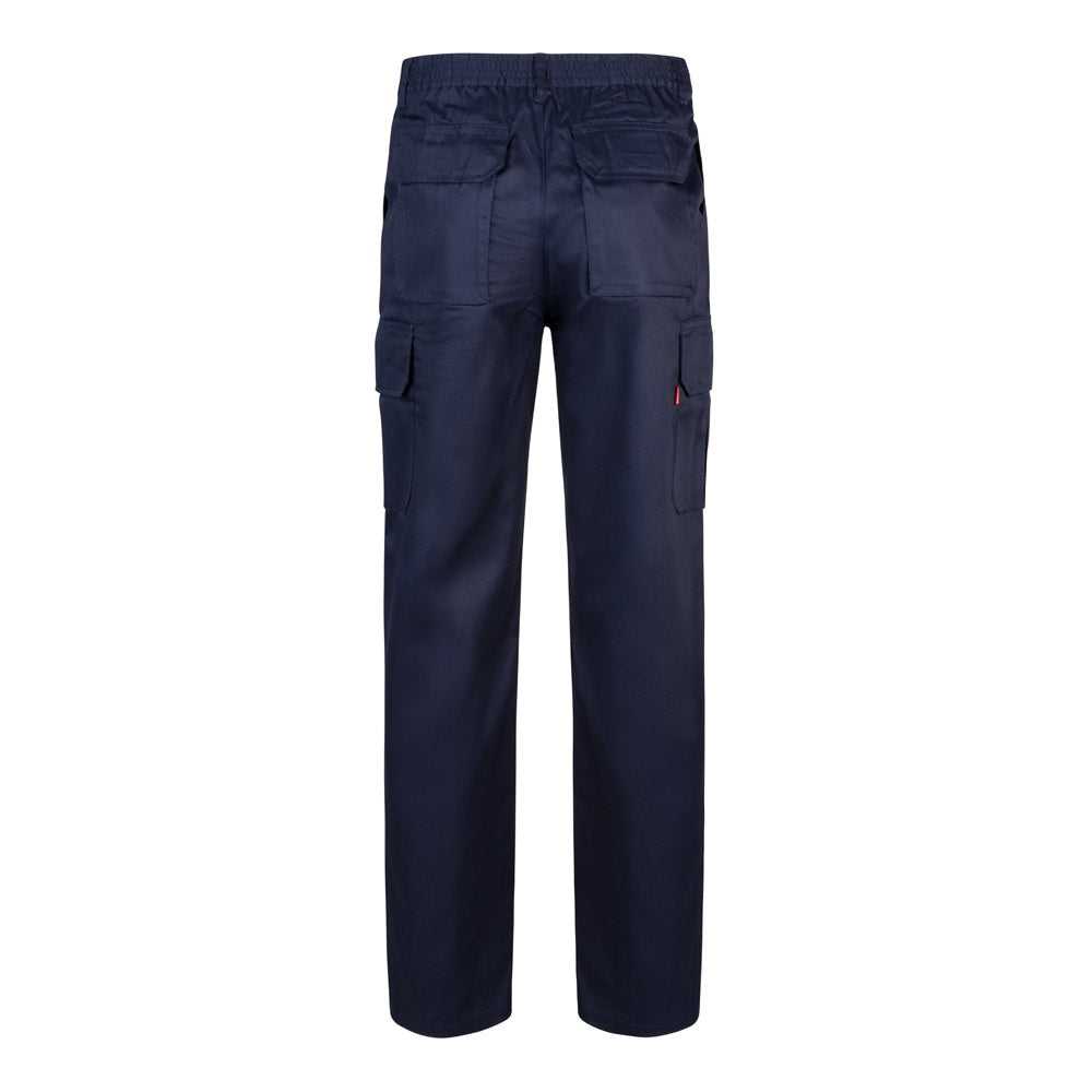 VL MABON promotional workwear garment in navy blue (detail view) with custom logo branding