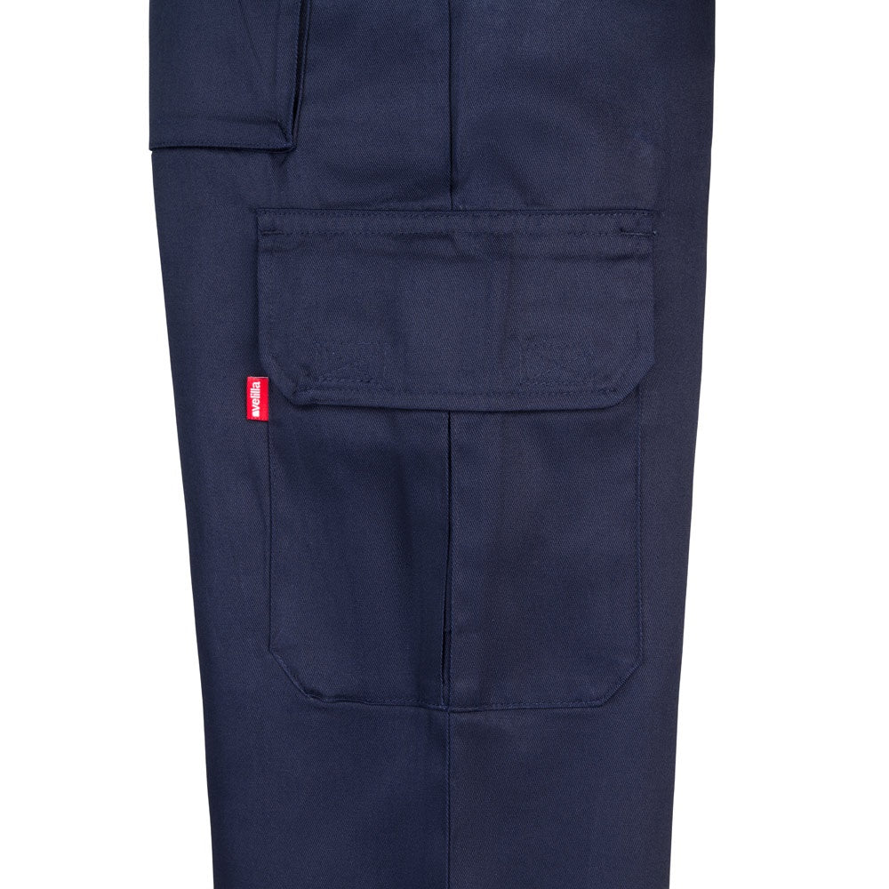 VL MABON promotional workwear garment in navy blue (detail view) with custom logo branding