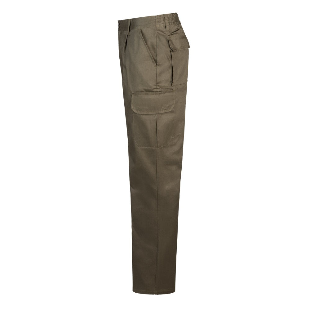VL MABON promotional workwear garment in army green (detail view) with custom logo branding