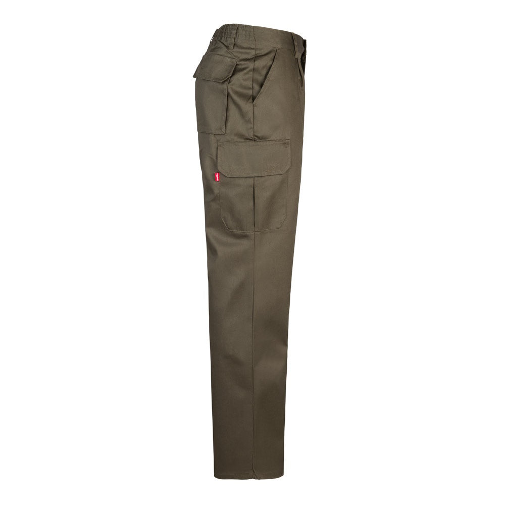 VL MABON promotional workwear garment in army green (detail view) with custom logo branding
