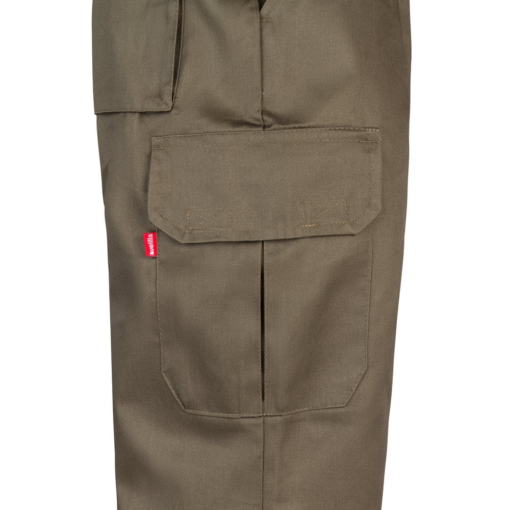 VL MABON promotional workwear garment in army green (detail view) with custom logo branding