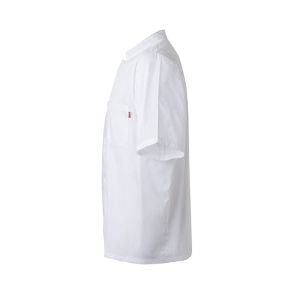 VL DURGA promotional workwear garment in white (detail view) with custom logo branding