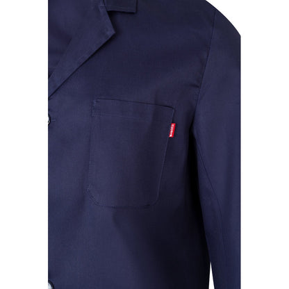 VL DANU promotional workwear garment in blue (detail view) with custom logo branding