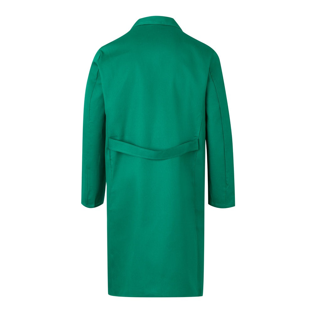 VL DANU promotional workwear garment in green (detail view) with custom logo branding