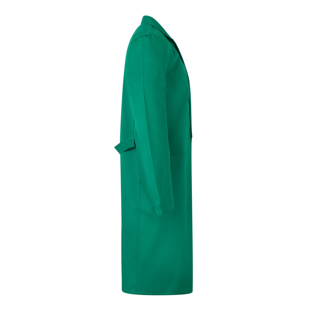 VL DANU promotional workwear garment in green (detail view) with custom logo branding