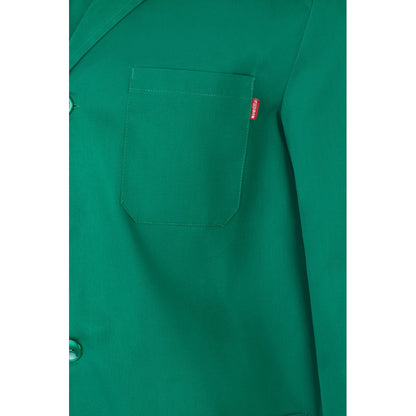 VL DANU promotional workwear garment in green (detail view) with custom logo branding