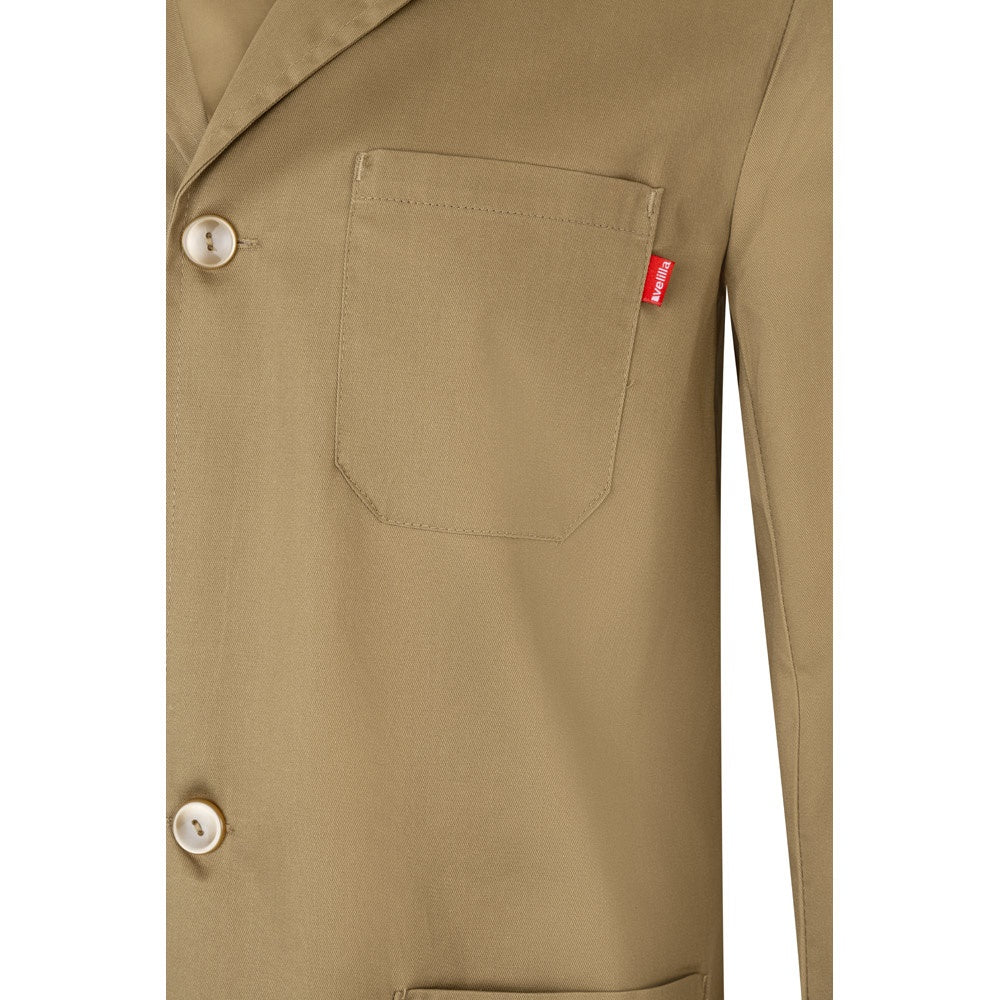 VL DANU promotional workwear garment in natural (detail view) with custom logo branding