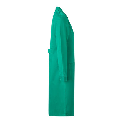 VL RAMA promotional workwear garment in green (detail view) with custom logo branding