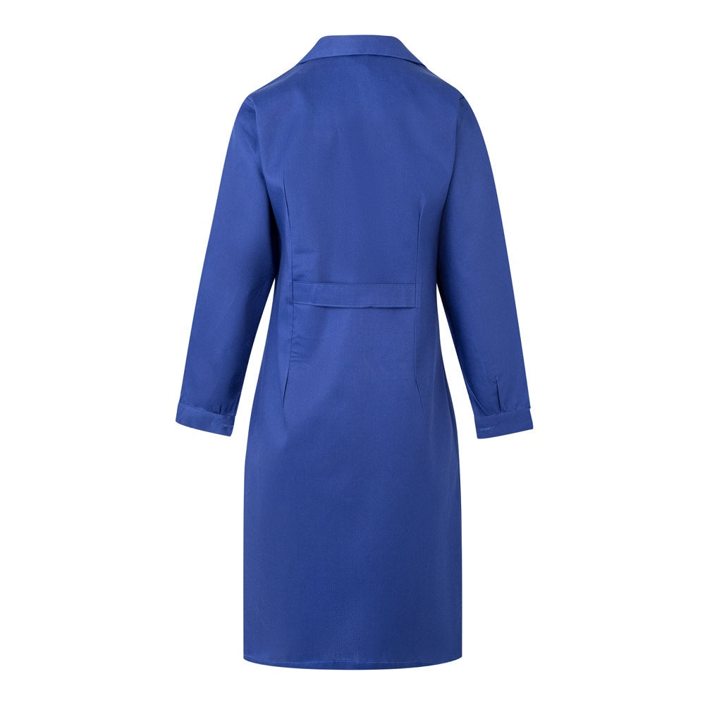 VL RAMA promotional workwear garment in royal blue (detail view) with custom logo branding