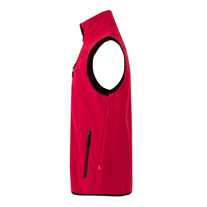 VL VARUNA promotional jacket in red (detail view) with custom logo branding