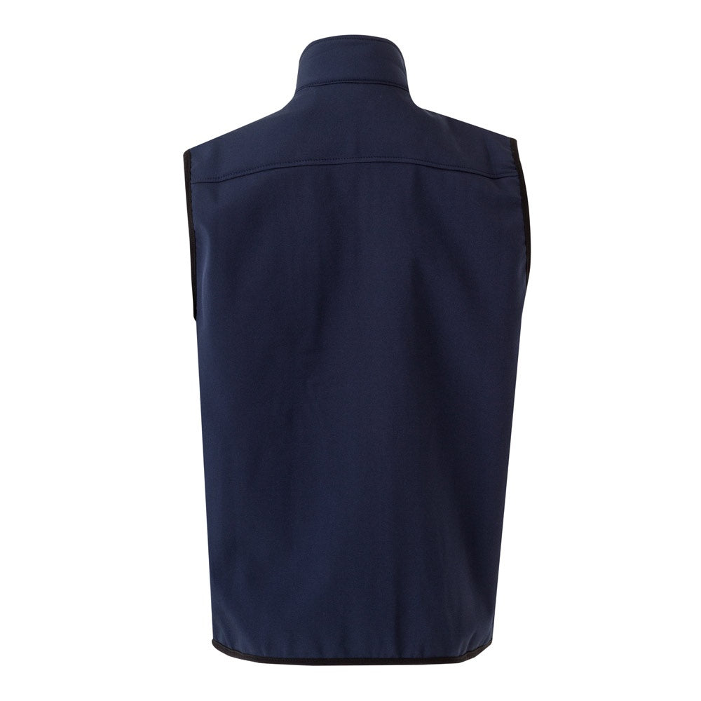 VL VARUNA promotional jacket in navy blue (detail view) with custom logo branding