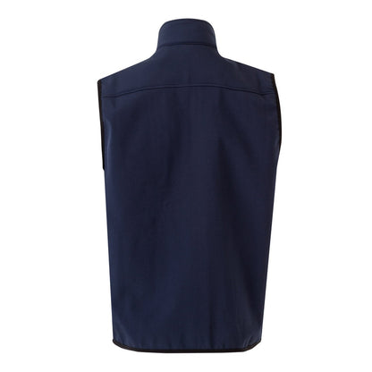 VL VARUNA promotional jacket in navy blue (detail view) with custom logo branding