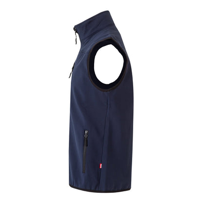 VL VARUNA promotional jacket in navy blue (detail view) with custom logo branding