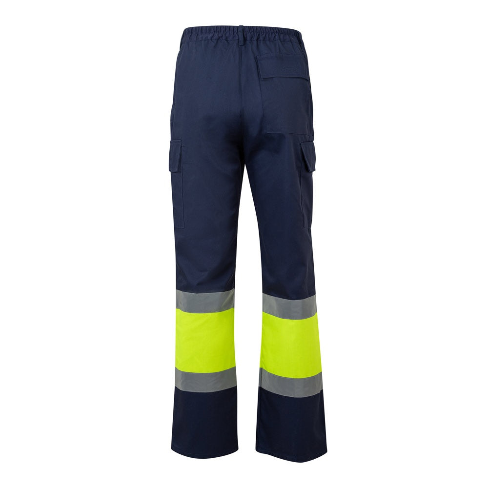 VL ARTEMIS promotional workwear garment in navy blue/yellow (detail view) with custom logo branding