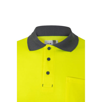 VL PLUTO LARGE promotional polo shirt in grey/yellow with custom logo branding