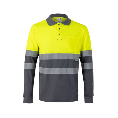 VL PLUTO LARGE promotional polo shirt in grey/yellow with custom logo branding