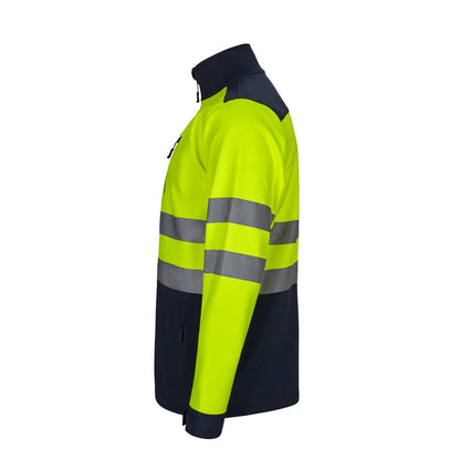 VL HESTIA promotional jacket in navy blue/yellow (detail view) with custom logo branding