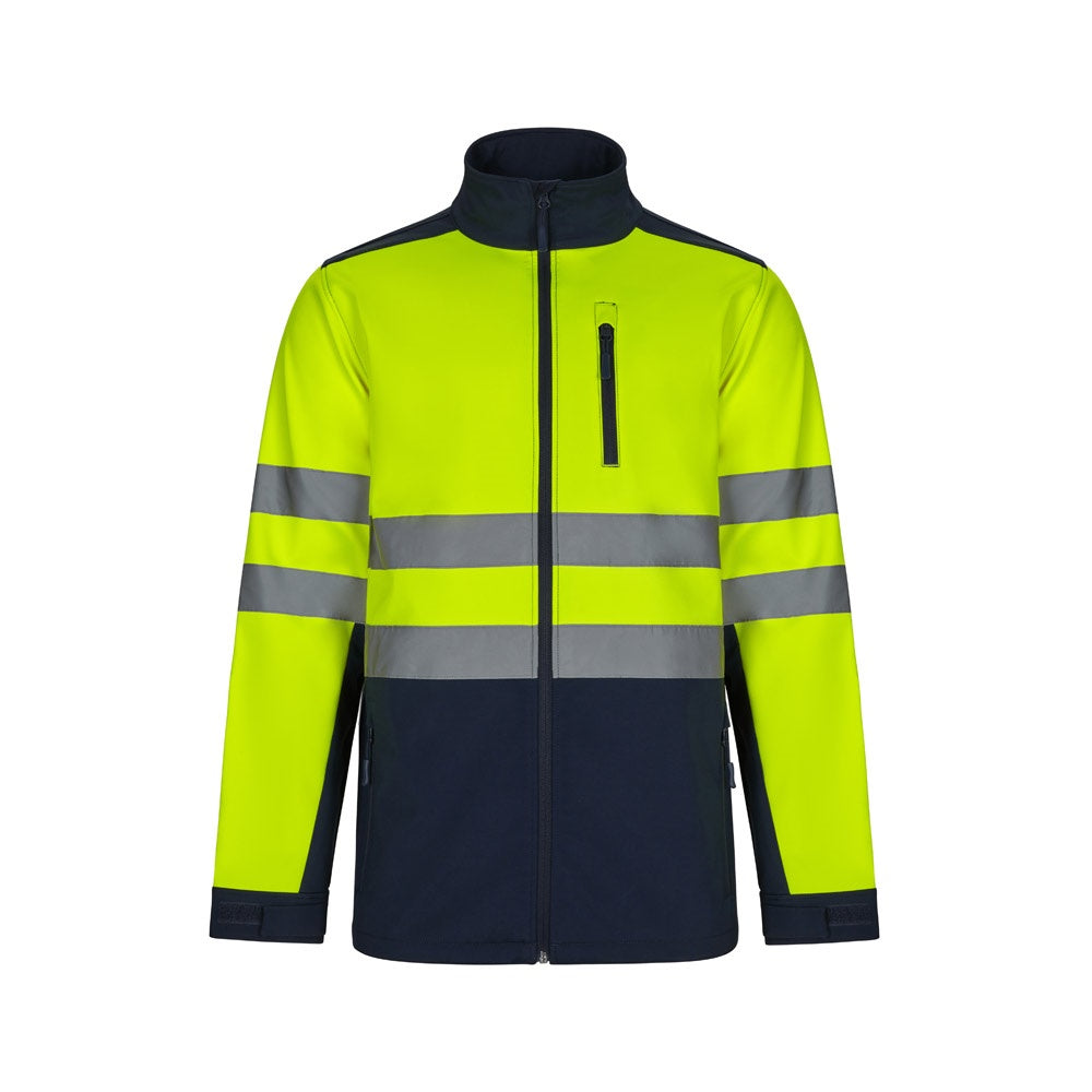 VL HESTIA promotional jacket in navy blue/yellow with custom logo branding