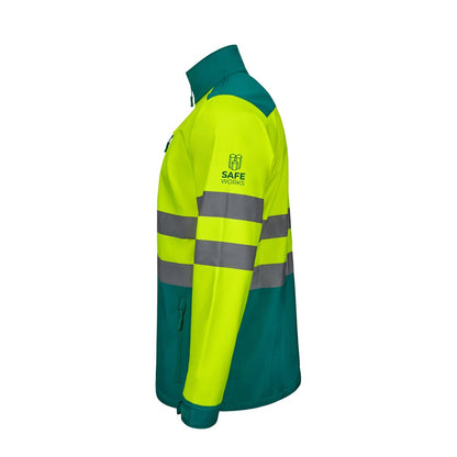VL HESTIA promotional jacket in green/yellow with custom logo branding