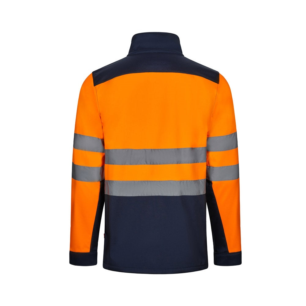 VL HESTIA promotional jacket in navy blue/orange (detail view) with custom logo branding