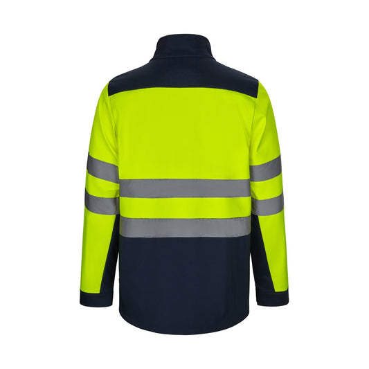 VL HESTIA LARGE promotional jacket in navy blue/yellow (detail view) with custom logo branding