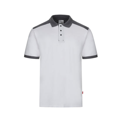 VL VELES promotional polo shirt in white with custom logo branding