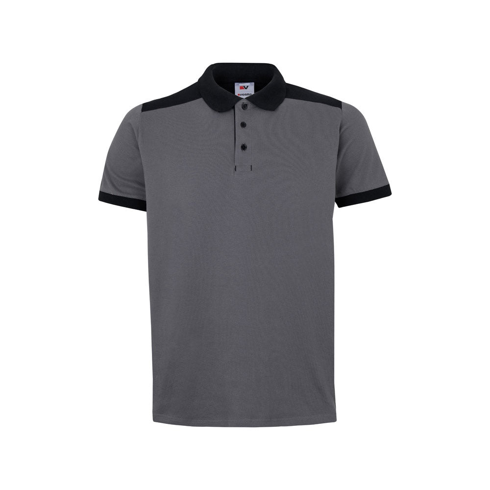 VL VELES promotional polo shirt in grey with custom logo branding