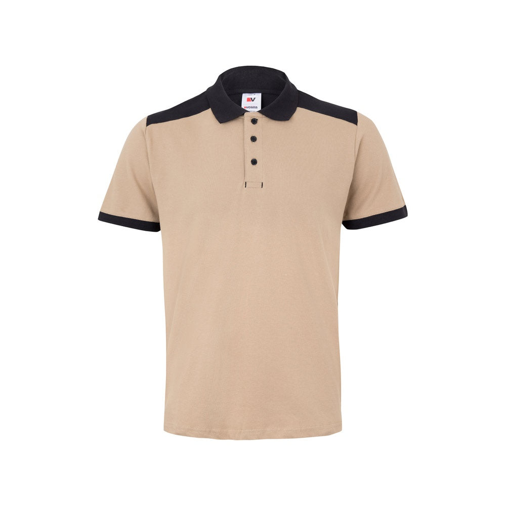 VL VELES promotional polo shirt in beige with custom logo branding