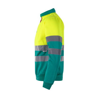 VL THOR LARGE promotional sweatshirt in green/yellow (detail view) with custom logo branding