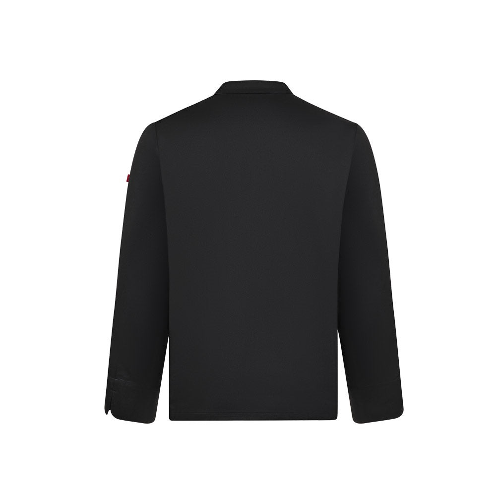 VL BACO promotional jacket in black (detail view) with custom logo branding