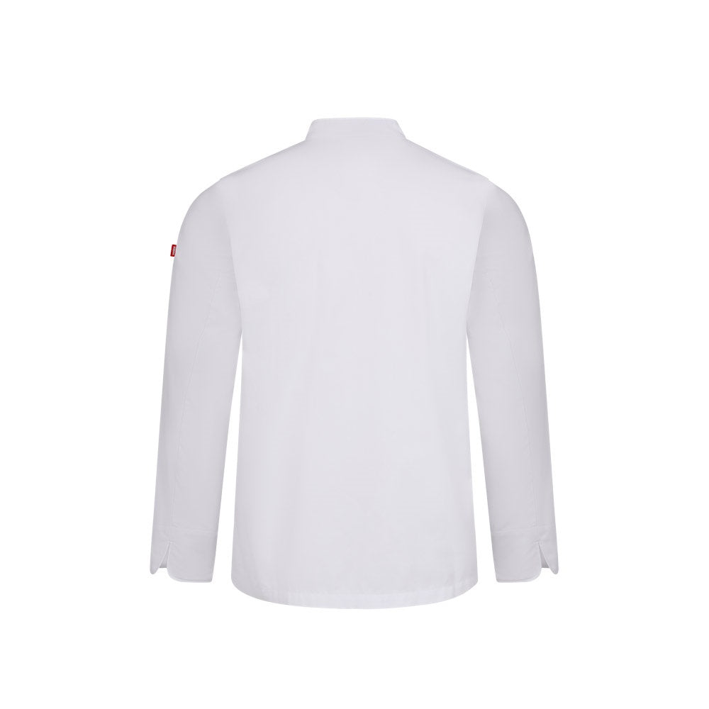 VL BACO promotional jacket in white (detail view) with custom logo branding