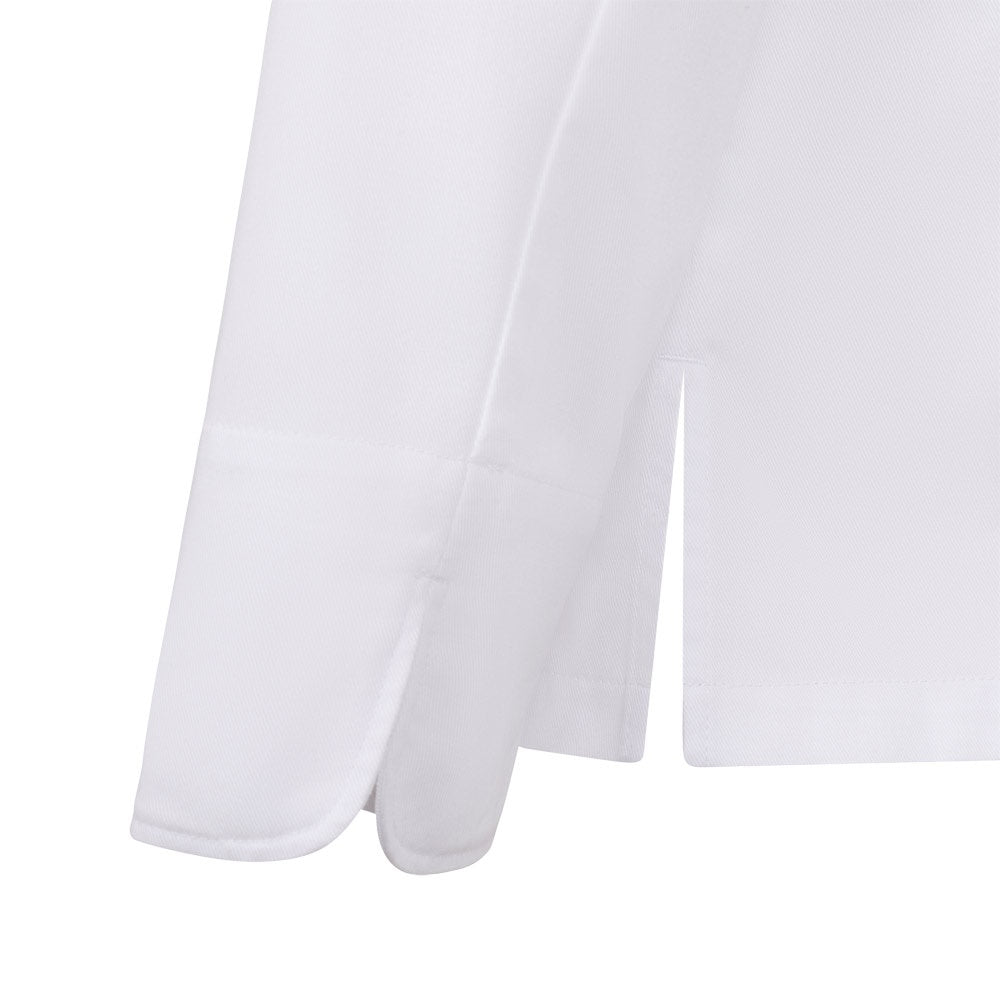 VL BACO promotional jacket in white (detail view) with custom logo branding