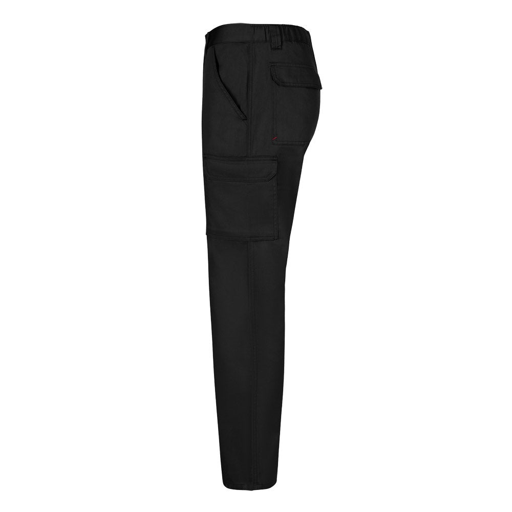VL HERMES promotional workwear garment in black (detail view) with custom logo branding