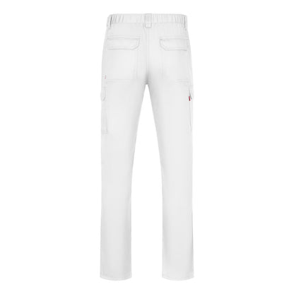 VL HERMES promotional workwear garment in white (detail view) with custom logo branding