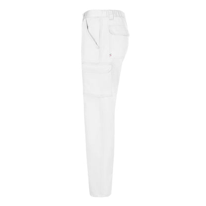 VL HERMES promotional workwear garment in white (detail view) with custom logo branding