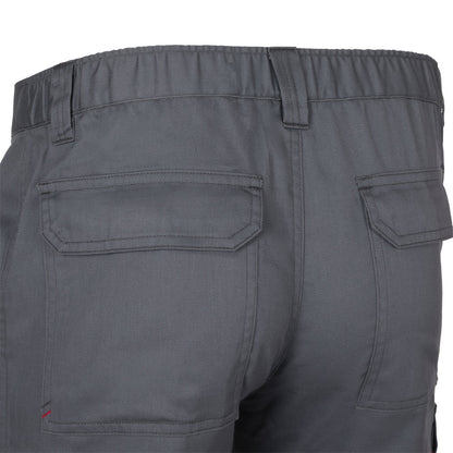 VL HERMES promotional workwear garment in grey (detail view) with custom logo branding