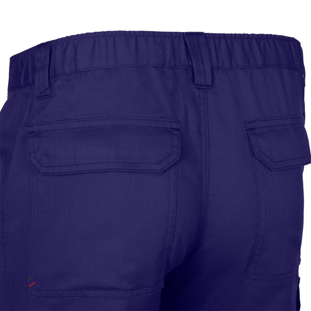 VL HERMES promotional workwear garment in royal blue (detail view) with custom logo branding