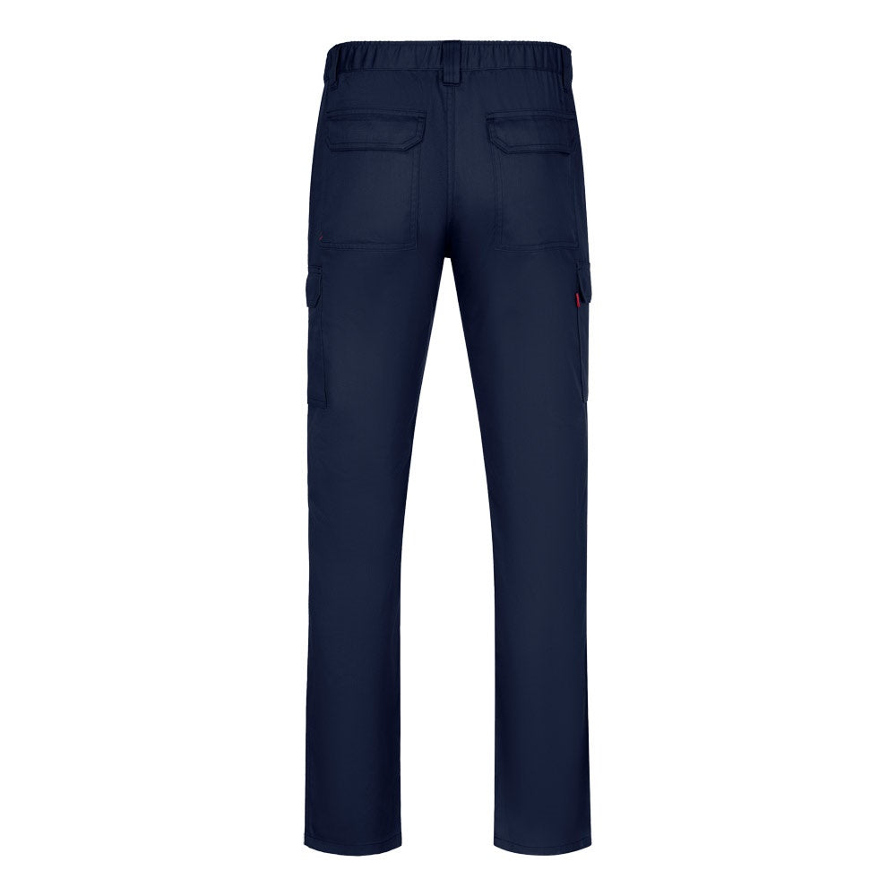 VL HERMES promotional workwear garment in navy blue (detail view) with custom logo branding