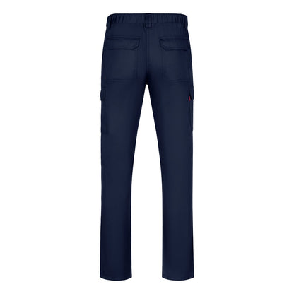 VL HERMES promotional workwear garment in navy blue (detail view) with custom logo branding