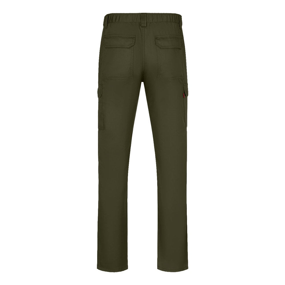VL HERMES promotional workwear garment in army green (detail view) with custom logo branding