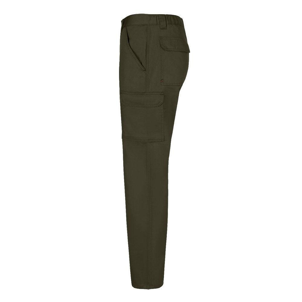 VL HERMES promotional workwear garment in army green (detail view) with custom logo branding