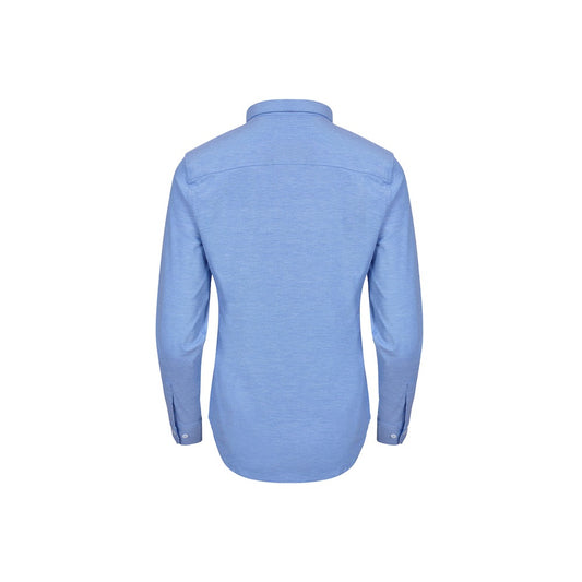 VL PRITHVI WOMEN promotional corporate shirt in blue (detail view) with custom logo branding