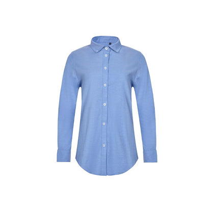 VL PRITHVI WOMEN promotional corporate shirt in blue with custom logo branding