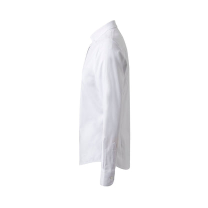 VL PRITHVI WOMEN promotional corporate shirt in white (detail view) with custom logo branding